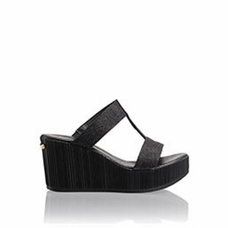 Russell & Bromley Pukka Mid Wedge Sandals Women's Black [EQJ2194DA]